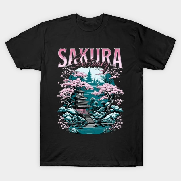 Discover the magic of the Japanese sanctuary with its 🌸 Sakura tree in full bloom! A paradise of tranquility and beauty. 🏯🌸 T-Shirt by Bruja Maldita